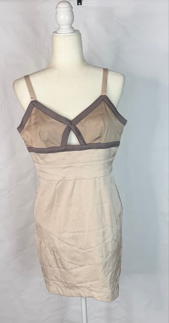 Romeo & Juliet Couture Bodycon Taupe Adjustable Straps Backside Zipper